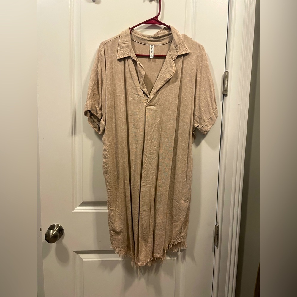 Zenana Outfitters Tan Casual Dress